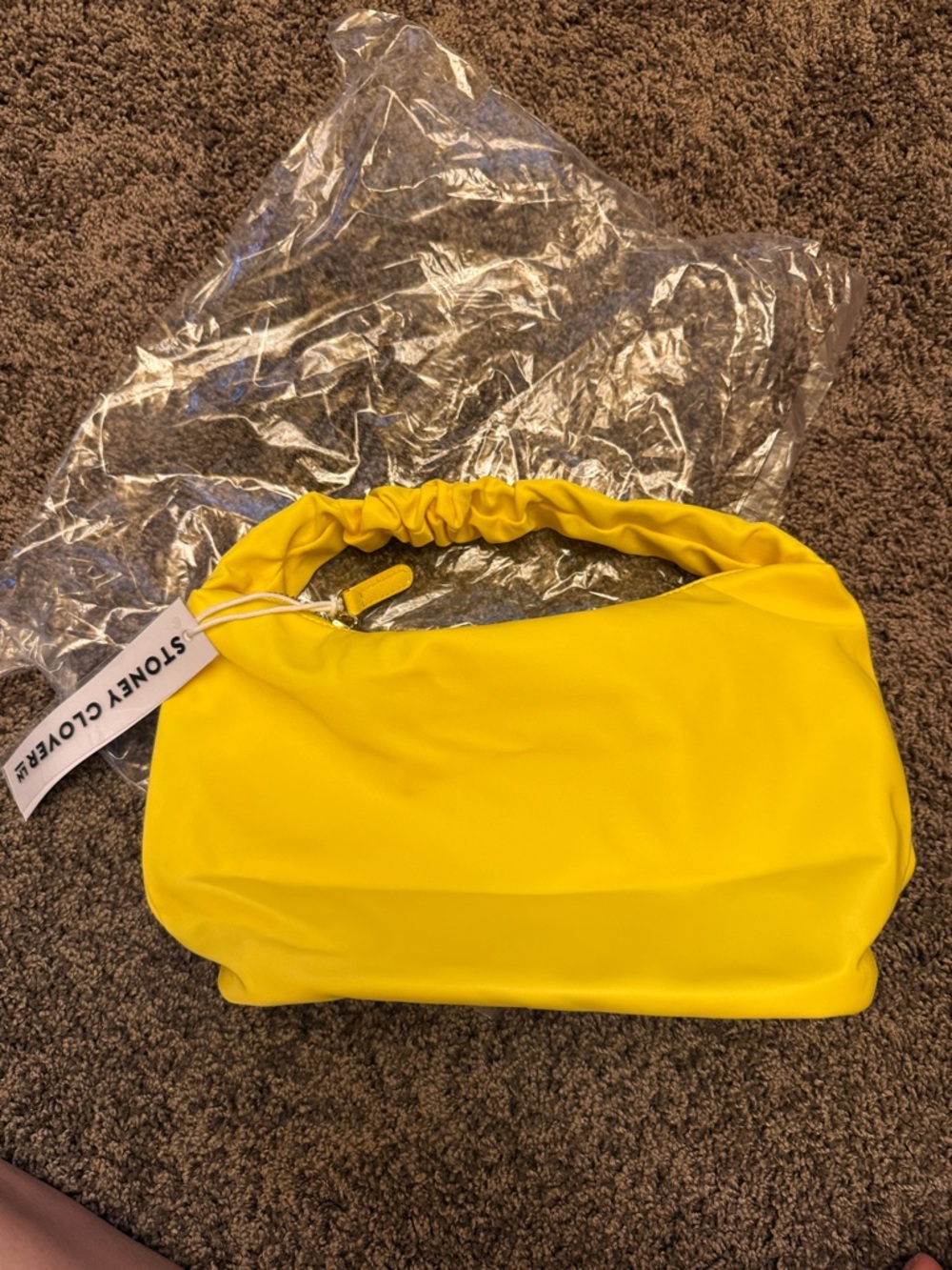 NWT Stoney Clover Lane classic nylon scrunch handle bag in lemon